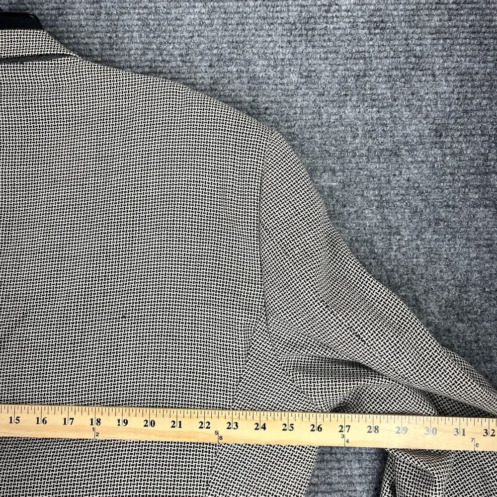 Paul Fredrick Double Breasted Wool Blazer Mens 52R Micro Check Peak Lapel Formal